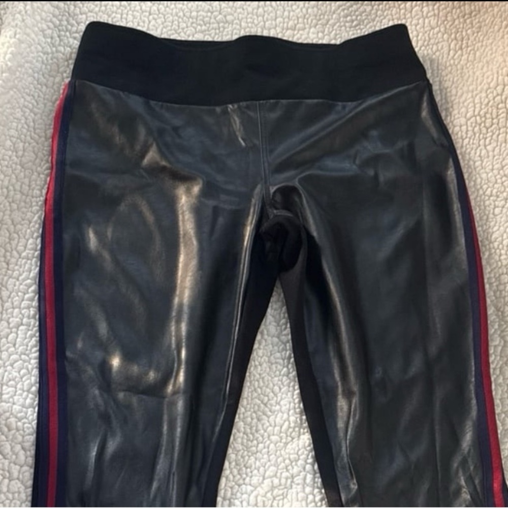 Black Faux Leather Front Pants